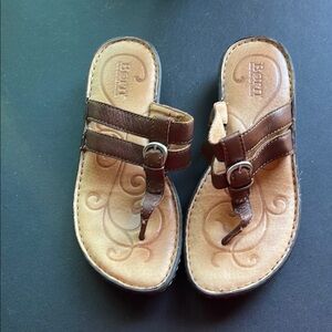 BORN Brown Leather Sandals Size 8